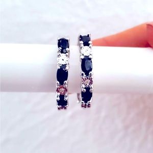 Sapphire Blue and White Earrings